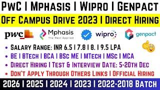 PwC | Mphasis | Wipro | Genpact OFF Campus Drive 2026 |2025 | 2024 | 2023-2018 Batch Official Hiring
