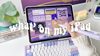 WHAT'S ON MY IPAD | creativity & productivity apps + widgets | aesthetic homescreen setup (purple) 