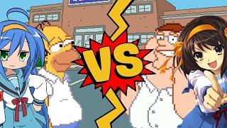 M.U.G.E.N Battles | Homer Simpson/Konata Izumi vs Peter Griffin/Haruhi Suzumiya