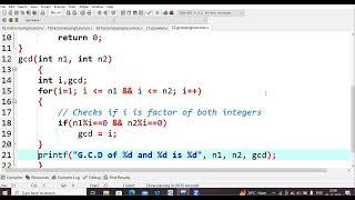 22.C program to find gcd (greatest common divisor)  of two numbers using function | C Language LAB