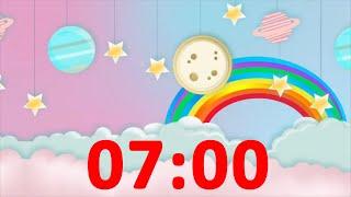 7 Minute Timer Rainbow with Music and Alarm ⏰ for Kids Countdown Video