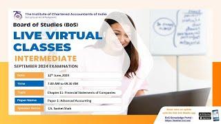 Intermediate Paper 1:AA | Topic: Ch11: Financial Statements of Companies | Session 1 | 12 June, 2024