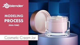 Cosmetic Сream Jar Modeling Process In Blender (Real-Time)