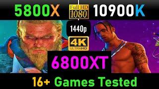 AMD RX 6800XT + Ryzen 5800X vs i9-10900K 16+ Gaming Benchmarks