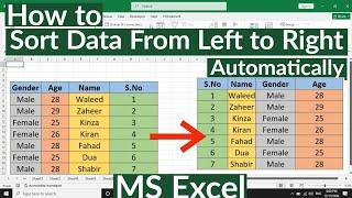 How to Sort Data From Left to Right in Excel | Sort Data from Left to Right Automatically In Excel