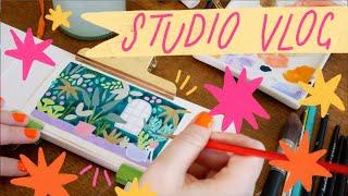 Studio Vlog 013  Painting Patreon rewards, LOTS of Packing Etsy Orders, Art Print Haul + More!