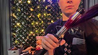 ASMR Binaural Hair Style | brushing, combing, magazine pages, curling, straightening sounds