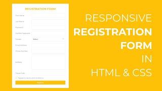 Responsive Registration Form In HTML and CSS -- Sign Up form Design