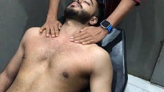 Male Muscle Chest ASMR Massage with Strong hands Shaved Chest [Arms,Hands and upper body massage]