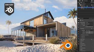 Easy realistic Architecture Exterior and beach environment In Blender | Beginner tutorial