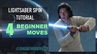 4 BEGINNER LIGHTSABER SPINS - TUTORIAL-STEP BY STEP