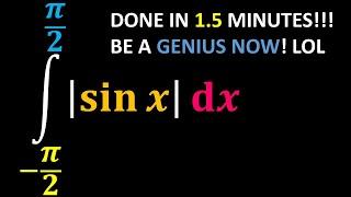 1.5 Minutes: Integral of |sin(x)| from -π/2 to π/2: Step-by-Step Calculus Tutorial