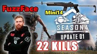 Faze FuzzFace - 22 KILLS - NEW ERANGEL! Mini14+Uzi - SOLO vs SQUADS - PUBG