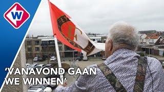 Supporter Henk hangt elke wedstrijddag de Feyenoord-vlag uit