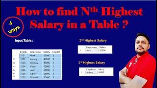 How to find Nth Highest Salary in SQL| How to find 2nd Highest Salary in SQL| SQL Interview Question