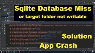 Missing databases/yourdb.db file (or .zip, .gz archive) in assets, or target folder not writable