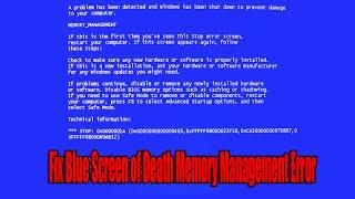 Fix Blue Screen of Death Memory Management Error