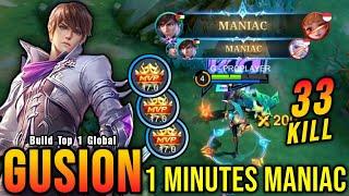 33 Kills + 2x MANIAC!! Killing Machine Gusion MVP 17.0 Points!! - Build Top 1 Global Gusion ~ MLBB