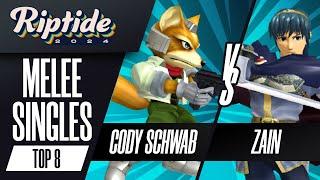 Cody Schwab (Fox) vs Zain (Marth) - Riptide 2024 - Melee Singles - Winners Semis