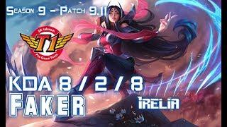 SKT T1 Faker IRELIA vs TALON Mid - Patch 9.11 KR Ranked