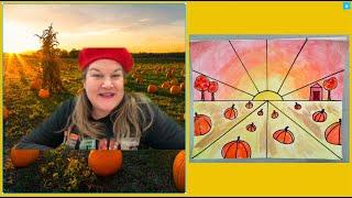 One Point Perspective Pumpkin Patch with Mrs  Blue