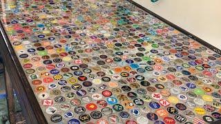 BOTTLE CAP TABLE - Over 900 Bottle Caps..WOW!!