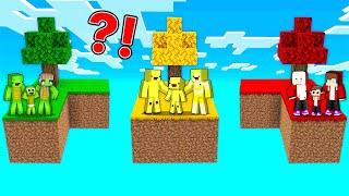 J Family vs Mikey Family vs Banana Kid Family on SKYBLOCK Survival in Minecraft! (Maizen TV)