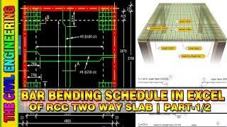 Bar Bending Schedule of Two Way Slab in Excel | Part 1/2 | BBS of Two Way Slab | Quantity Surveying