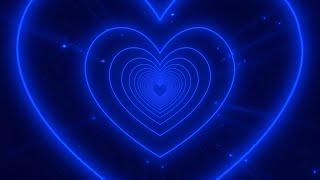Neon Heart TunnelDark Blue Heart Background Loop 10 hours