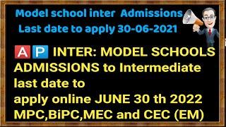 Inter model schools admissions /AP model school admissions.2021-22
