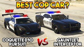 GTA ONLINE : COQUETTE D10 PURSUIT VS GAUNTLET INTERCEPTOR (BEST COP CAR?)