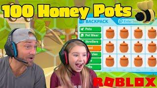 We Open 100 Honey Pots to Make Cammy's 1st DREAM PET MEGA!! Roblox Adopt Me!