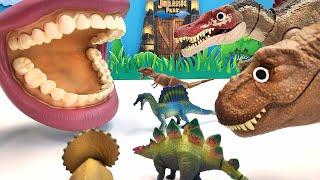 Dinosaurs In Dangerous! Giant Mouth Eat Dinos - Spinosaurus, Stegosaurus, T-Rex Jurassic World Toy