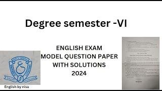 Semester 6th English model paper with solutions  2024 || Osmania University