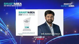 Manish Singh, OCEAN Technologies Group, receives the 2022 SMART4SEA Personality Award