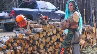 She's Outin the woods ALONE prepping Land for Cabin build with Modern Cowboy Coffee