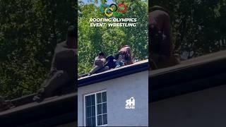 Wresting on a roof? Not smart! ‍️ #roofershelper #roof #roofer #roofing #olympics