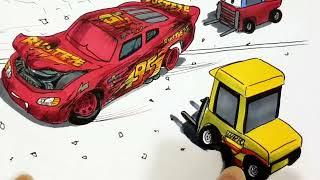 Draw CARS 3 LIGHTNING McQUEEN After Crash Scene - Compilation | Drawing and Coloring | Tim Tim TV