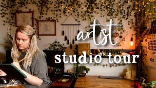 Art Studio Tour  Realistic Small Space  Cozy Home Office Inspired by Nature