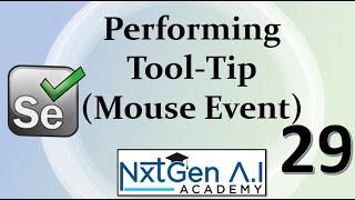 Selenium Tutorials for Beginners : 29. How to perform Tool-Tip?