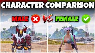 MALE VS FEMALE CHARACTER COMPARISON IN BGMI/PUBG MOBILE TIPS & TRICKSWHICH ONE IS BETTER?