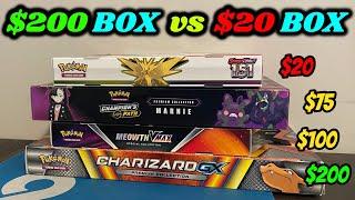 $200 POKEMON COLLECTION BOX vs. $20 POKEMON COLLECTION BOX - Which is the BEST VALUE for the price?!