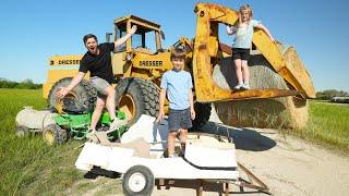 Playing on the Farm with Hudson and Holly | Tractors for kids