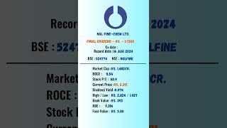 NGL FINE-CHEM LTD | Ex-Date: 16-08-2024 | #dividend #stockmarket #shots #nifty #dividend #daily