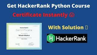 Python Basic Free Hacker rank Certification  With Solutions |  Free Hacker rank Python  Certificate