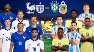 France England  Brazil Argentina - Messi Mbappe Vinicius Lautaro Bellingham Palmer