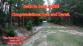 Disc Golf at The BoneYard DGC Hole 17 ACES back to back in The City of Conway, SC.