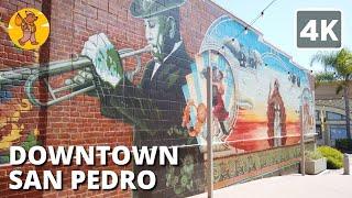 Downtown San Pedro Walking Tour | Los Angeles 4k Ultra HD |  Binaural Sound