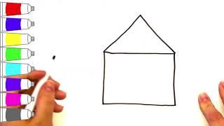 Как нарисовать домик , рисунок разукрасит  , для детей от 2 лет