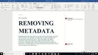 How to remove metadata from the latest Word Document (2019).